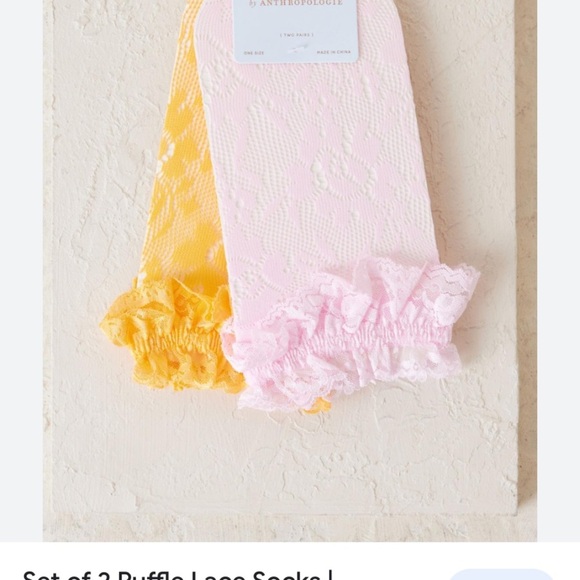 Anthropologie set of 2 pink orange lace ruffle socks new with tags - Picture 2 of 3